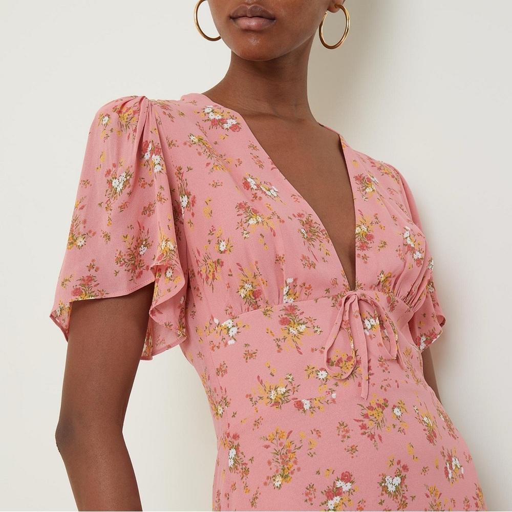 New Reformation Mya Mini Dress in Rosato Pink - Picture 3 of 12
